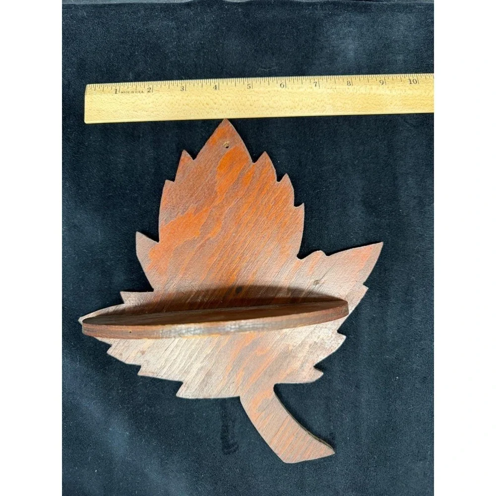 Vintage Rustic Wood Maple Leaf Wall Shelf Shelves (2) Cabin Core Canada Leaves